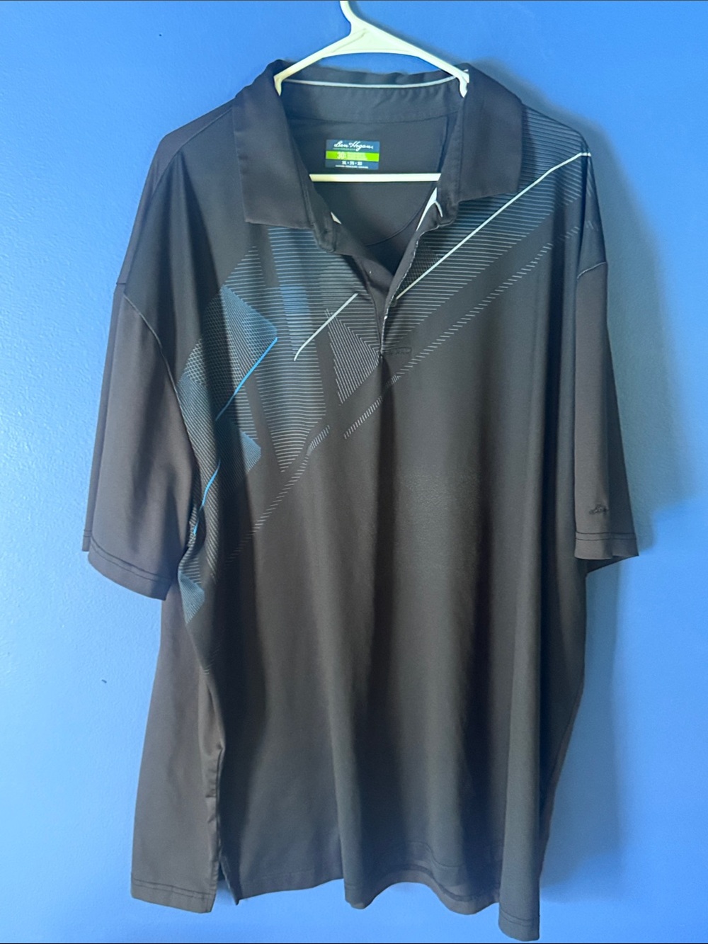 Hogan Men’s Black Polo with Blue Stripe Accents